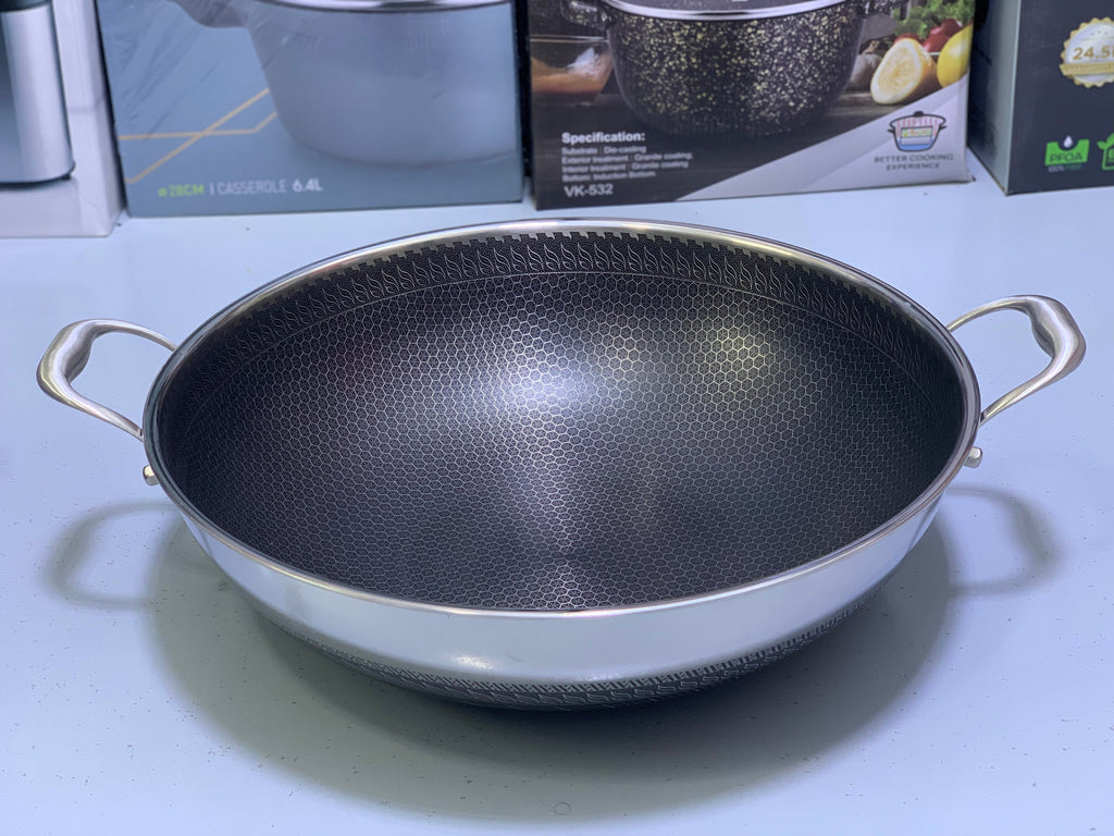 Laser Coating Frying Handi with Solid Handles
