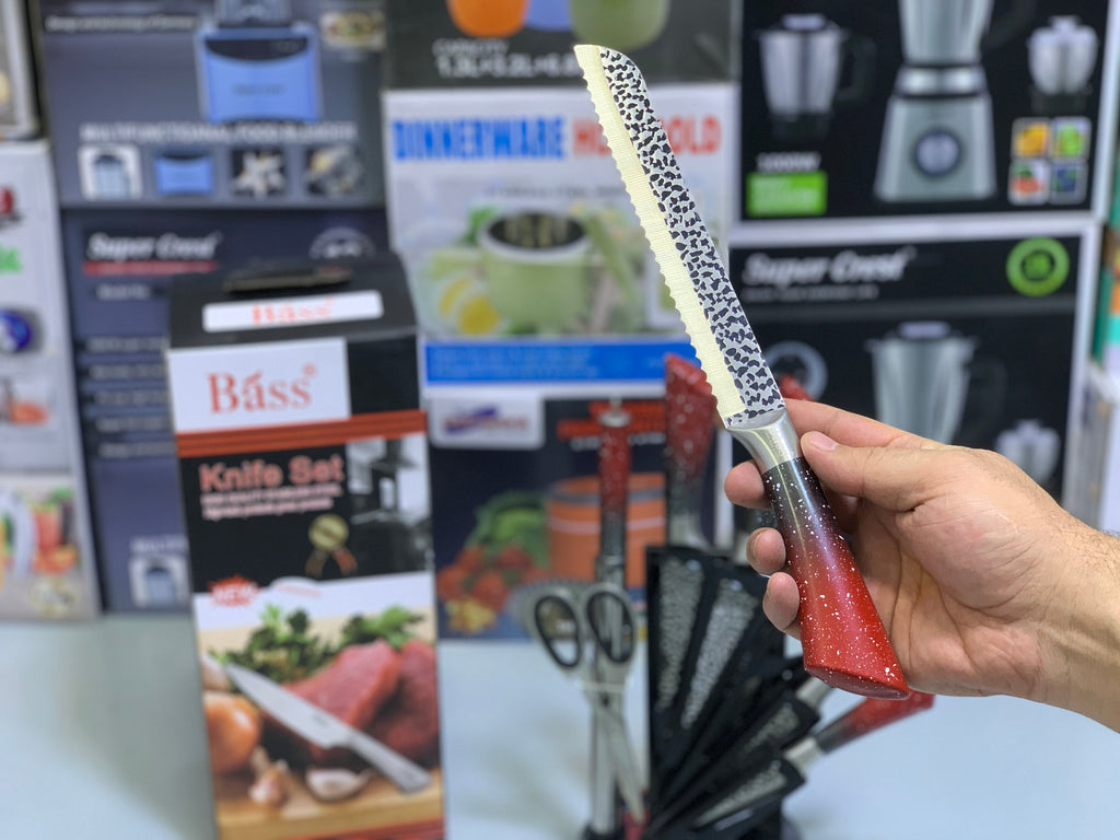 Bass Kitchen Knife Set 8 Pieces with Rotating and Folding Stand