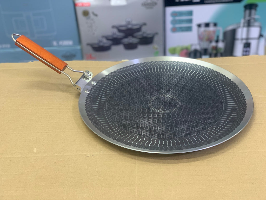 Non Stick Laser Coating Wooden Long Handle Tawa