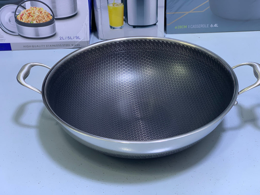 Laser Coating Frying Handi with Solid Handles