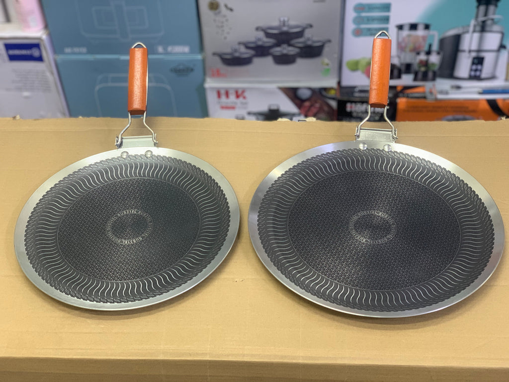 Non Stick Laser Coating Wooden Long Handle Tawa