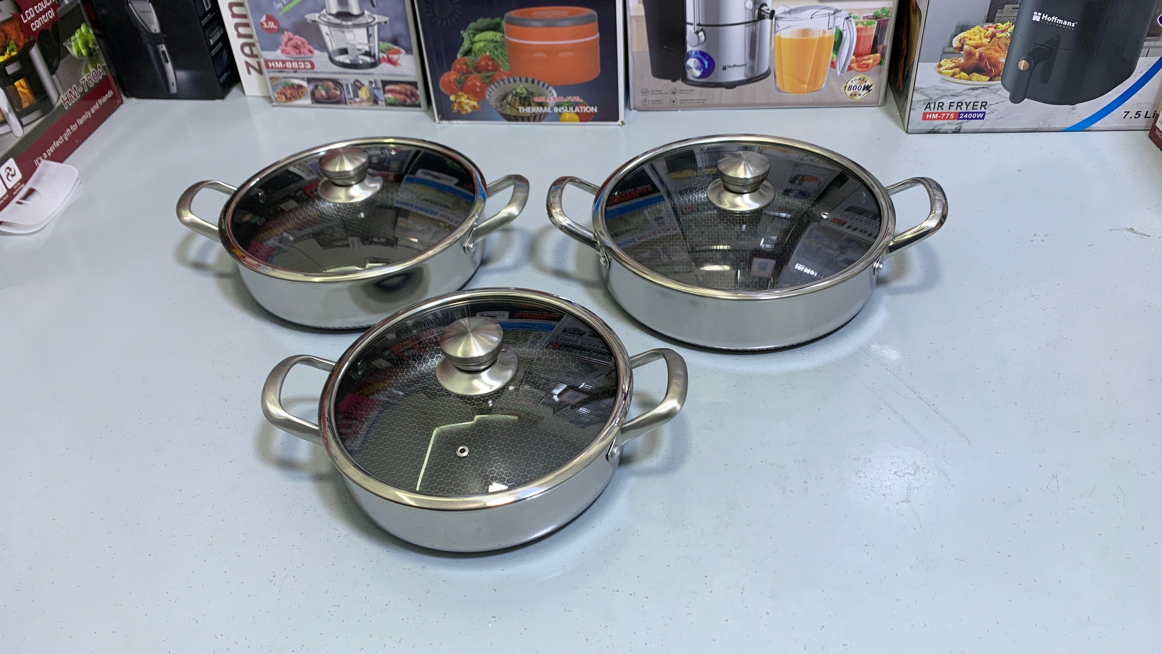 Laser Coating Shallow Casserole Complete Set Pure Non Stick Sizes 26 28 30