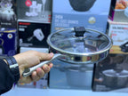 Laser Coated Frying Pan with Lid and Special Handle Opening key