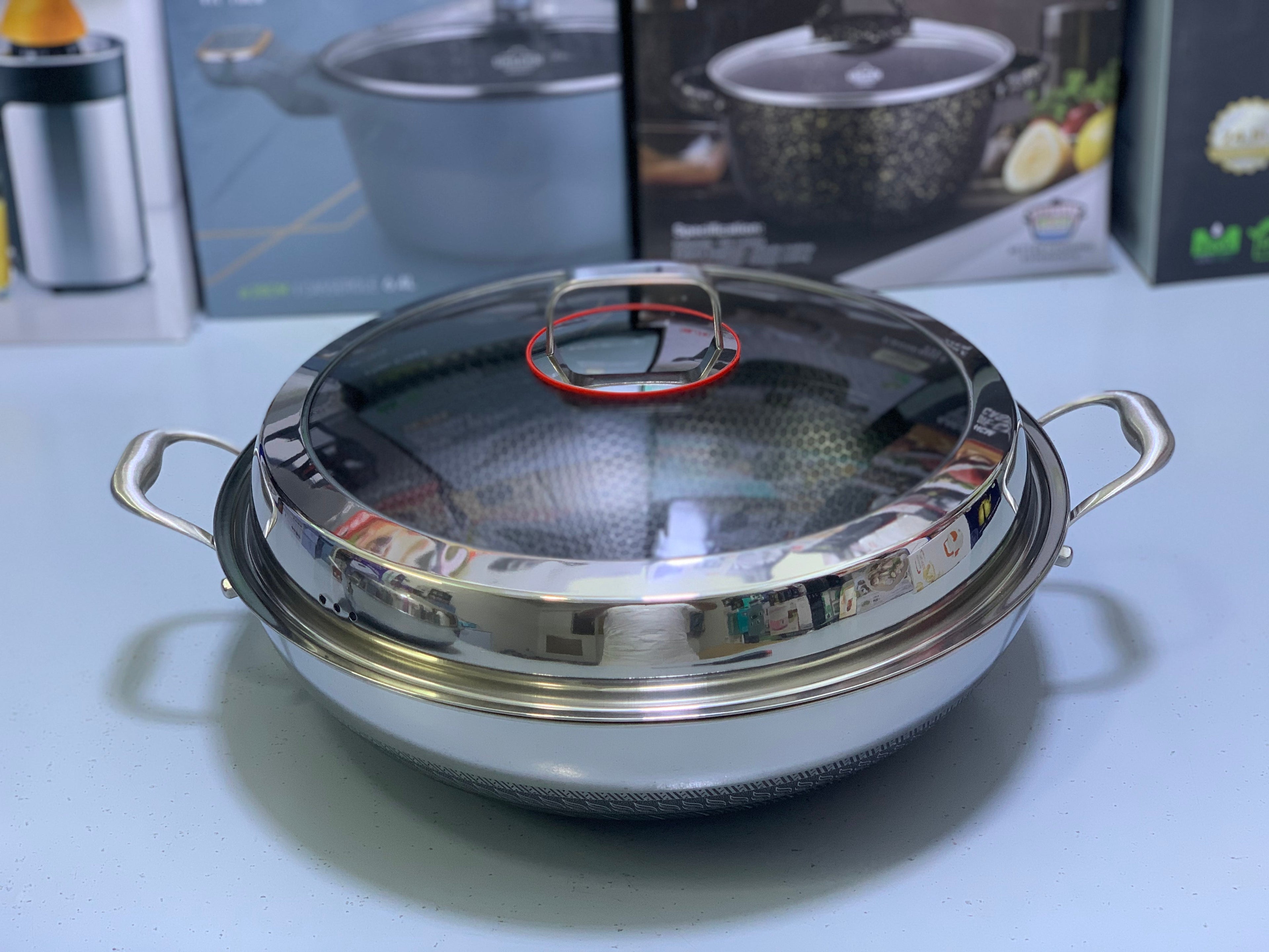 Laser Coating Frying Handi with Solid Handles